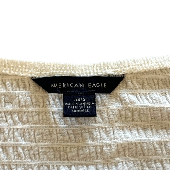 American Eagle AEO White Strapless Smocked Tube Top Crop Cotton Shirt size Large - Picture 4 of 6